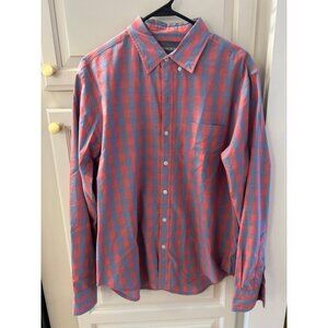 J.Crew Men's M Light Blue/Red Linen Button-Down Shirt Classic Fit Collared